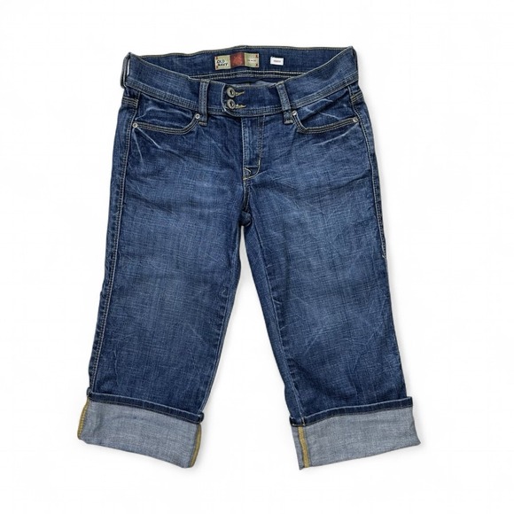 Y2K Old Navy Low Rise‎ Blue Denim Capri Jeans Cuffed Women's 4 - Picture 1 of 6